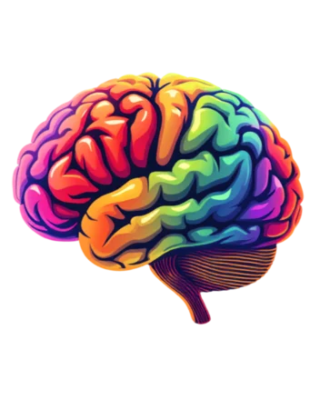 Rainbow brain resting on a plate